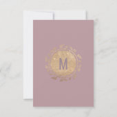 金ゴールドフローラグラデーショングリッターMauve薄紫RSVP 出欠カード (裏面)