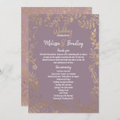 金ゴールドフローラグリッターグラデーションの薄紫プログラム プログラム (正面/裏面)