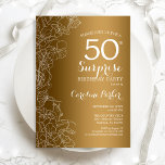 金ゴールドフローラサプライズ50th誕生日パーティー 招待状<br><div class="desc">金ゴールドホワイトサプライズ50th誕生日パーティーの招待状。グラムフェミニンデザインはフェイク金ゴールド箔、植物性のアクセントとタイポグラフィスクリプトフォントを搭載。フローラシンプル招待状カードは女性の驚きの日のスタイリッシュお祝いに最適。任意のカスタマイズ年齢にすることができる。印刷されたZazzle招待状または即時ダウンロードのデジタルテンプレート。</div>