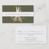 金ゴールドフローラサロン鋏ロゴアポイントメント 名刺 (正面/裏面)