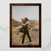 金ゴールドフローラシック結婚な素朴な茶色の木 箔招待状 (裏面)