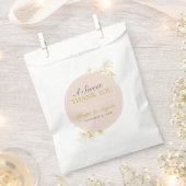 金ゴールドフローラスウィートサンキュー結婚式の引き出物バッグ フェイバーバッグ (クリップ留めされた状態)