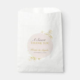 金ゴールドフローラスウィートサンキュー結婚式の引き出物バッグ フェイバーバッグ