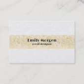 金ゴールドフローラストライプペイズリーの背景(白) 名刺 (正面)