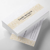 金ゴールドフローラストライプペイズリーの背景(白) 名刺