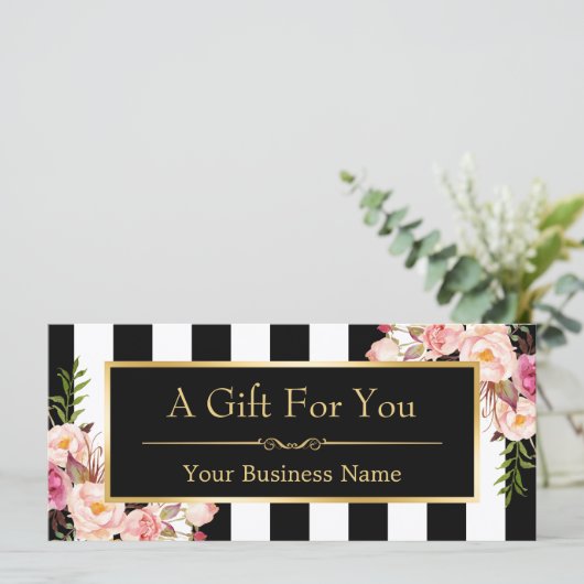 金ゴールドフローラストライプ白黒贈与証 (スタンド正面)