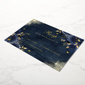 金ゴールドフローラスパークルバタフライネイビーキンセアニェラ 箔招待状 (回転した状態)