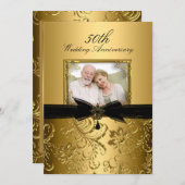 金ゴールドフローラスワールフォト50周年記念招待状 招待状 (正面/裏面)