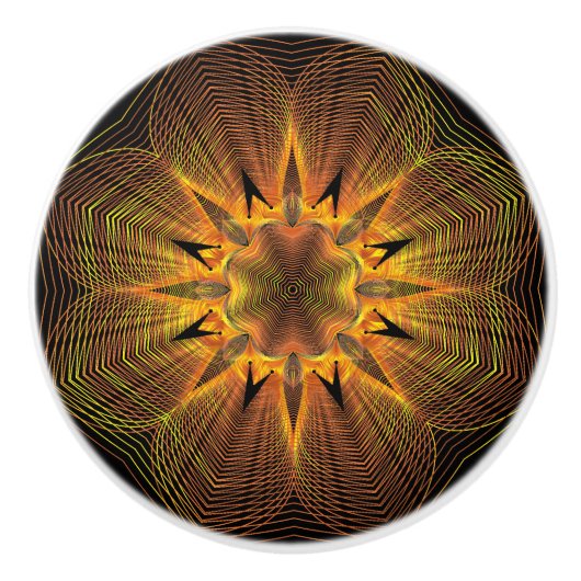 金ゴールドフローラセラミック家具キャビネットノブ セラミックノブ (正面)