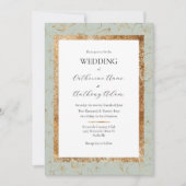 金ゴールドフローラセージモダング結婚リーン 招待状 (正面)