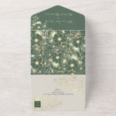 金ゴールドフローラセージ緑結婚の写真 オールインワン招待状 (外側)