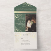 金ゴールドフローラセージ緑結婚の写真 オールインワン招待状 (内側)