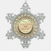 金ゴールドフローラダイヤモンド結婚50周年記念 スノーフレークピューターオーナメント (正面)