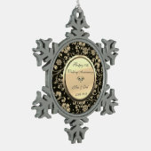 金ゴールドフローラダイヤモンド結婚50周年記念 スノーフレークピューターオーナメント (左)