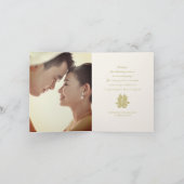 金ゴールドフローラダブル中国のハピ結婚ネスの写真 サンキューカード (内部)