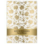 金ゴールドフローラダマスクのパターンストライプアクセント クリップボード (裏面)