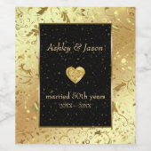 金ゴールドフローラダマスク及びハート ワインラベル (シングルラベル)