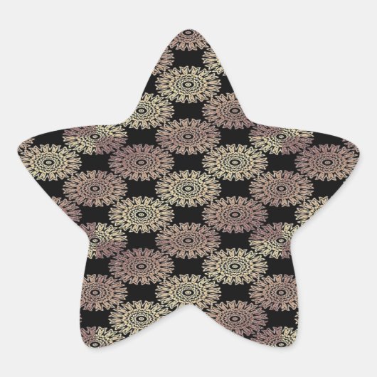 金ゴールドフローラダマスク黒 星シール (正面)