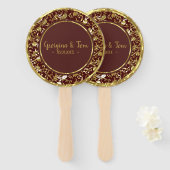 金ゴールドフローラダマスク – 日付の保存 ハンドファン (正面&裏面)