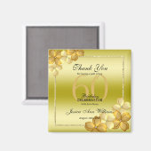 金ゴールドフローラデコレーション&グリッター60誕生日 マグネット (正面/裏面)