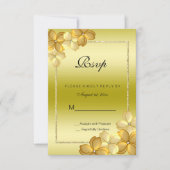 金ゴールドフローラデコレーション&グリッター60th誕生日RS 出欠カード (正面)