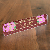 金ゴールドフローラデザインとフレームデスク名プレート デスクネームプレート (側面)