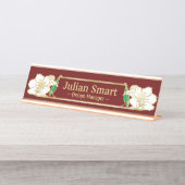 金ゴールドフローラデザインとフレームデスク名プレート デスクネームプレート (正面)