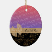 金ゴールドフローラデザインリボンフォトオーナメント セラミックオーナメント (右)