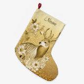 金ゴールドフローラトインデアクリスマスストッキング ラージクリスマスストッキング (正面 (吊り時))