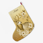 金ゴールドフローラトインデアクリスマスストッキング ラージクリスマスストッキング (裏面 (吊り時))