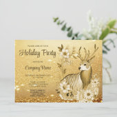 金ゴールドフローラトインデアクリスマスパーティの招待状 招待状 (スタンド正面)