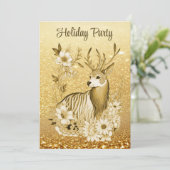 金ゴールドフローラトインデアクリスマスパーティの招待状 招待状 (スタンド正面)