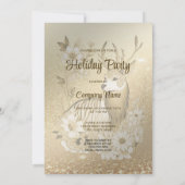金ゴールドフローラトインデアクリスマスパーティの招待状 招待状 (裏面)