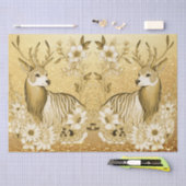 金ゴールドフローラトインデアホリデイティッシュペーパー 薄葉紙 (クラフト)