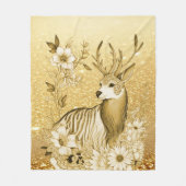 金ゴールドフローラトナカイフリースブランケット フリースブランケット (正面)