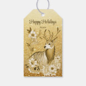 金ゴールドフローラトナカイラベル ギフトタグ (裏面)