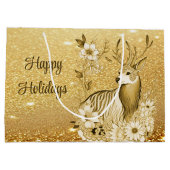 金ゴールドフローラトナカイ抱き枕 ラージペーパーバッグ (裏面)