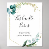 金ゴールドフローラトロピカルグリーンこのキャンドルバーンズ標識 ポスター (正面)