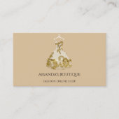 金ゴールドフローラドレスロゴファッションイベントプランナーアイボリー 名刺 (正面)