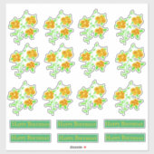 金ゴールドフローラハッピーバースデーデカール シール (シート)