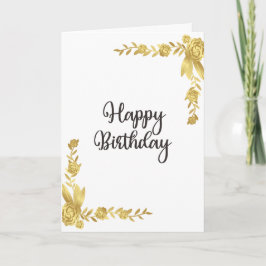 金ゴールドフローラハッピーバースデー応答 カード