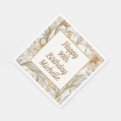 金ゴールドフローラハッピー90誕生日 スタンダードランチョンナプキン (角)