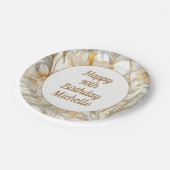 金ゴールドフローラハッピー90誕生日 ペーパープレート (アングル)