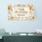 金ゴールドフローラハッピー90誕生日 横断幕 (トレードショー)