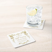 金ゴールドフローラハート結婚50周年記念 スクエアペーパーコースター (インサイチュ)