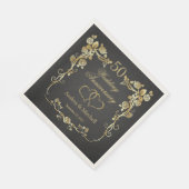 金ゴールドフローラハート結婚50thアニバーサリーナプキ スタンダードランチョンナプキン (角)