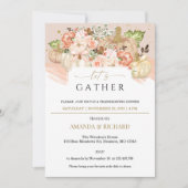 金ゴールドフローラパンプキンサンクスギビングディナー招待状 招待状 (正面)