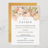 金ゴールドフローラパンプキンサンクスギビングディナー招待状 招待状 (正面/裏面)