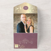 金ゴールドフローラパープル結婚ズ オールインワン招待状 (外側)