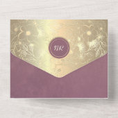 金ゴールドフローラパープル結婚ズ オールインワン招待状 (裏面)